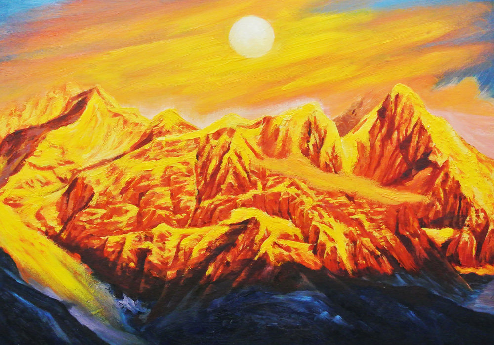 云涛《红霞》布面油画