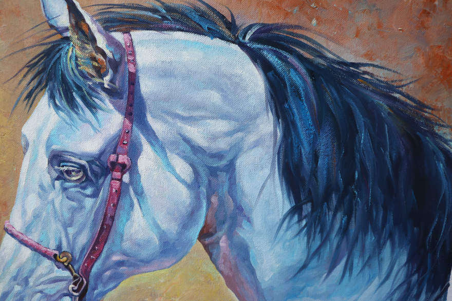 缪群《马头系列》80*80cm 进口颜色 布面油画