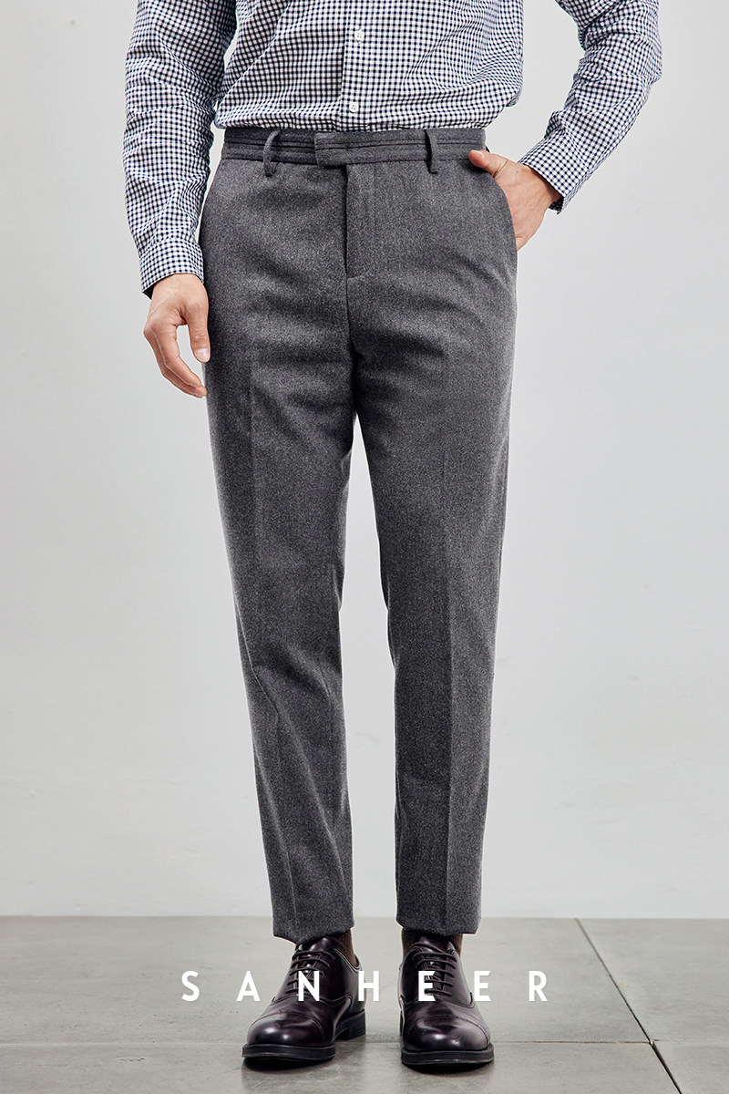 商务绅士 高端定织羊毛呢面料 冬季百搭男士修身休闲西裤 dbs042