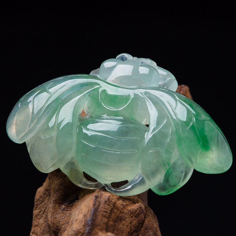 【源头好货】翡翠倾城 冰糯带色天然a货小蜜蜂吊坠 5.12g