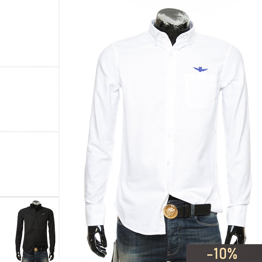 aeronautica militare am 空军 男士logo长袖衬衫 ca1192ct2914