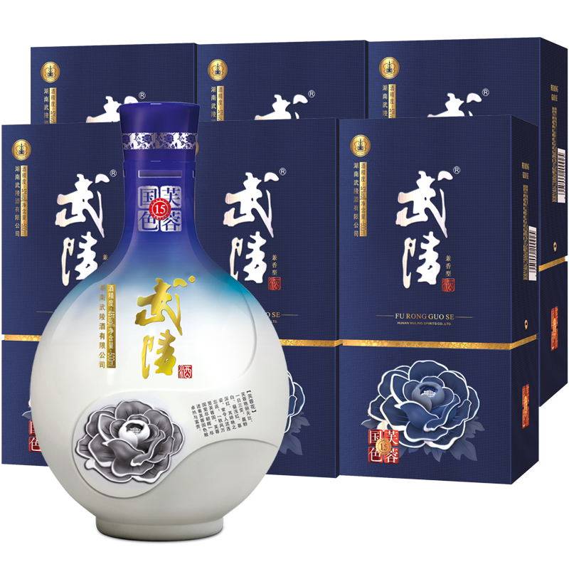 【官方直售】武陵酒白酒整箱礼盒装兼香型芙蓉国色15 500ml*6