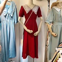 韩国2020夏季新款女装韩版纯色网红v领蕾丝荷叶领修身长款连衣裙