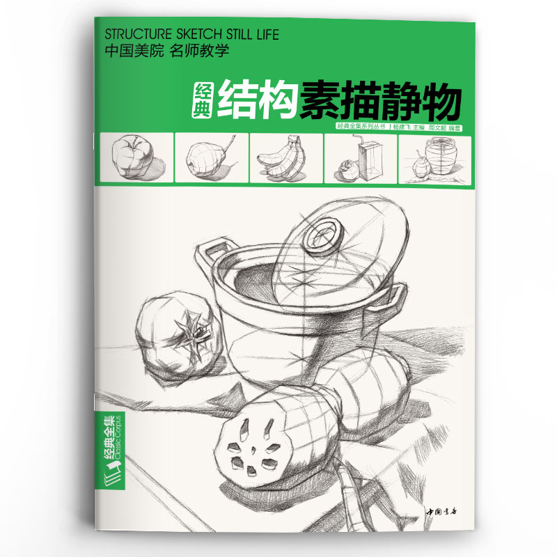 经典全集结构素描静物名师教学8开临摹范本大画结构解剖与透视训练单体组合绘画大关系透视美术基础技法杨建飞铅笔绘画教学书