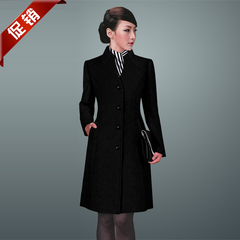 2016新款韩国毛呢大衣女中长款加厚黑色长袖外套商务职业装工作服