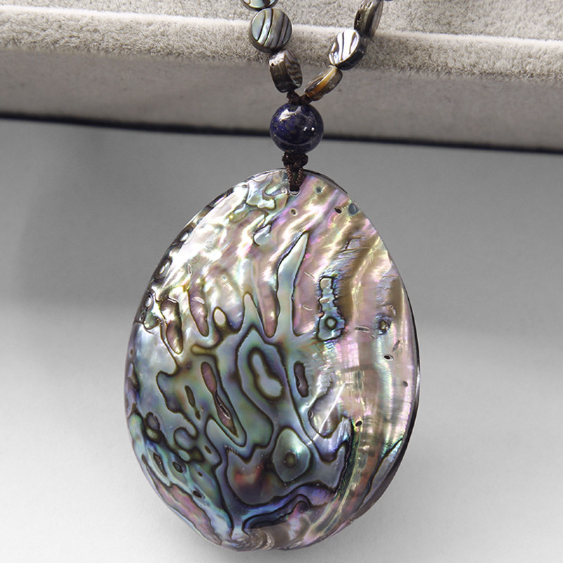 鲍鱼贝壳坠子女项链吊坠百搭复古文艺范长款毛衣链夏季时尚小清新