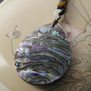paua shell鲍鱼贝珍珠母贝女项链吊坠百搭长款毛衣链个性时尚挂坠