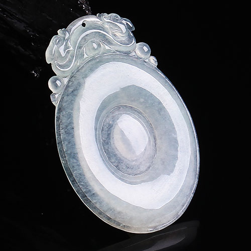 玉品缘天然翡翠冰糯种冰润仿古如意吊坠12.8g