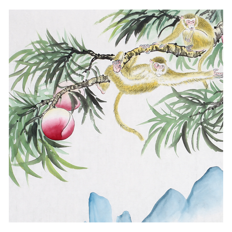 徐支钱《金猴献寿图》中国书画家协会会员