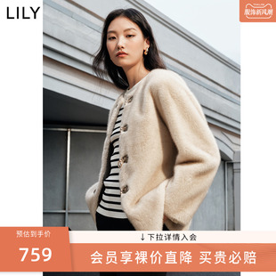 LILY2024春季新款环保皮草仿貂绒毛毛外套温暖高级感短款小个子女