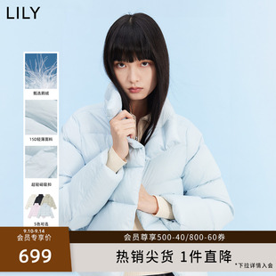 【品质鹅绒】LILY2024春新款女装通勤轻盈零压短款立领羽绒服外套