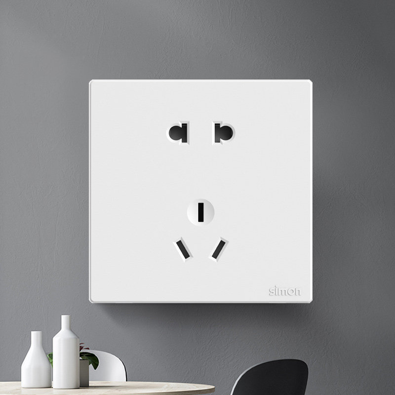 西蒙开关插座五孔10只装m3/e6/e3/i6系列错位五孔白金灰