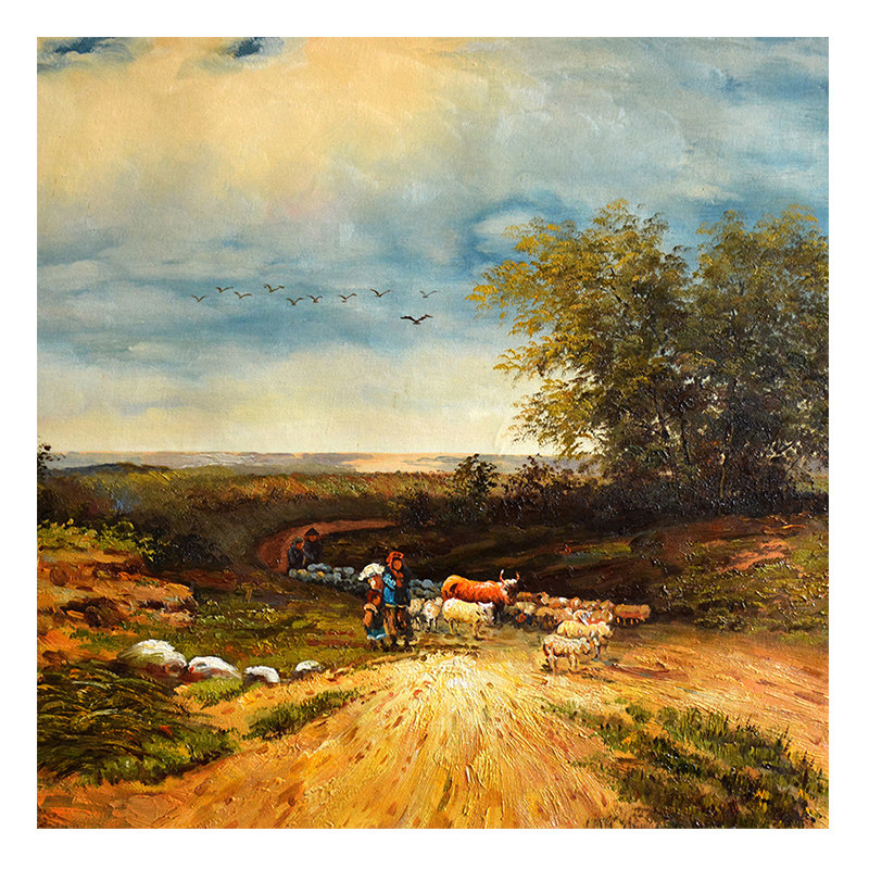 胡德胜《放牧归来》布面油画|60-90cm