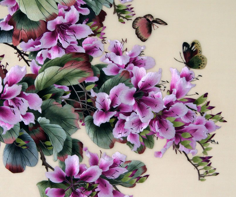 苏绣《蝶恋花》单面绣 刺绣