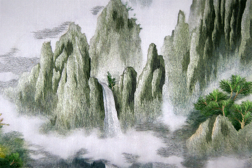 苏绣《山水》 单面绣 刺绣