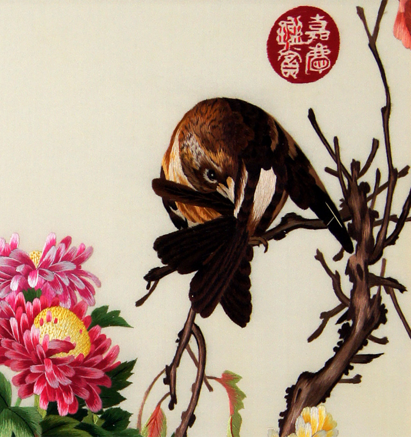 苏绣《郎世宁花鸟》 单面绣 刺绣