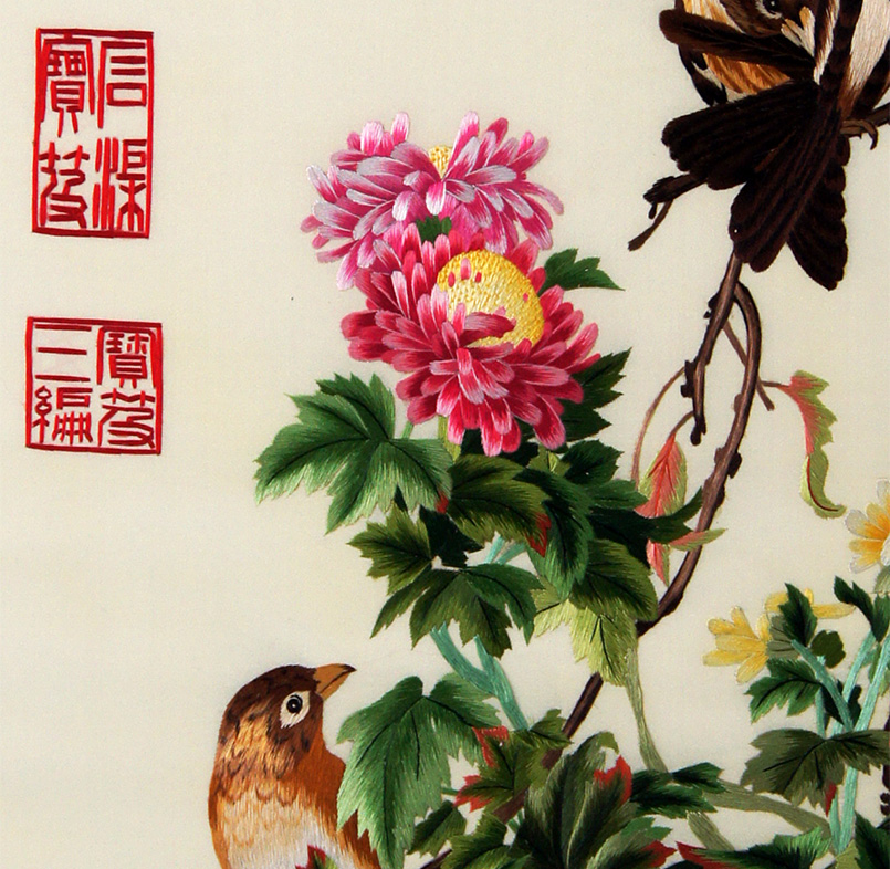 苏绣《郎世宁花鸟》 单面绣 刺绣