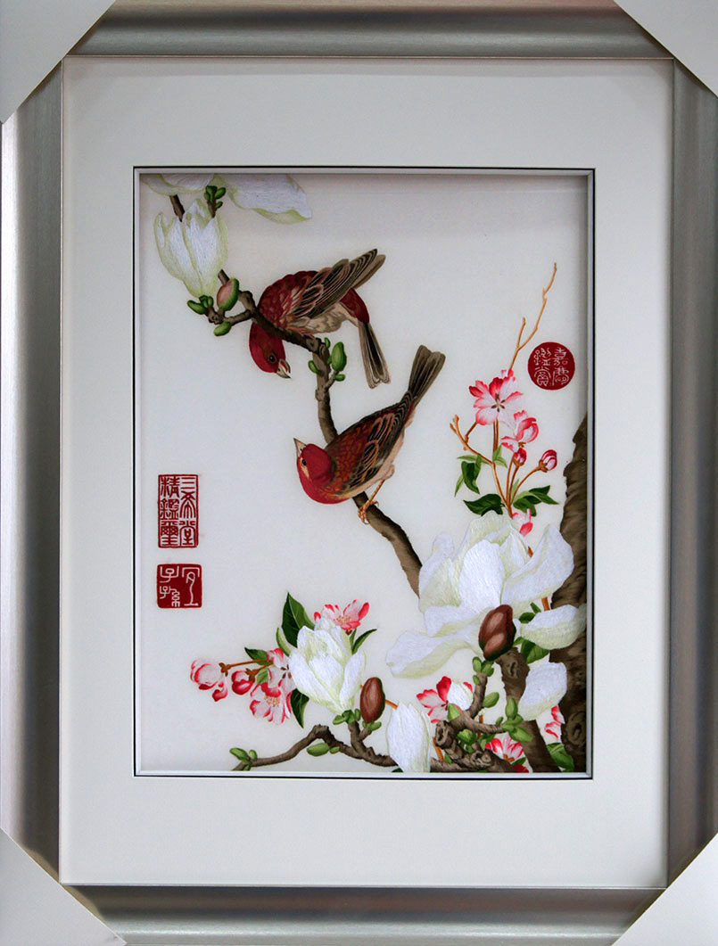 苏绣《郎世宁花鸟》 单面绣