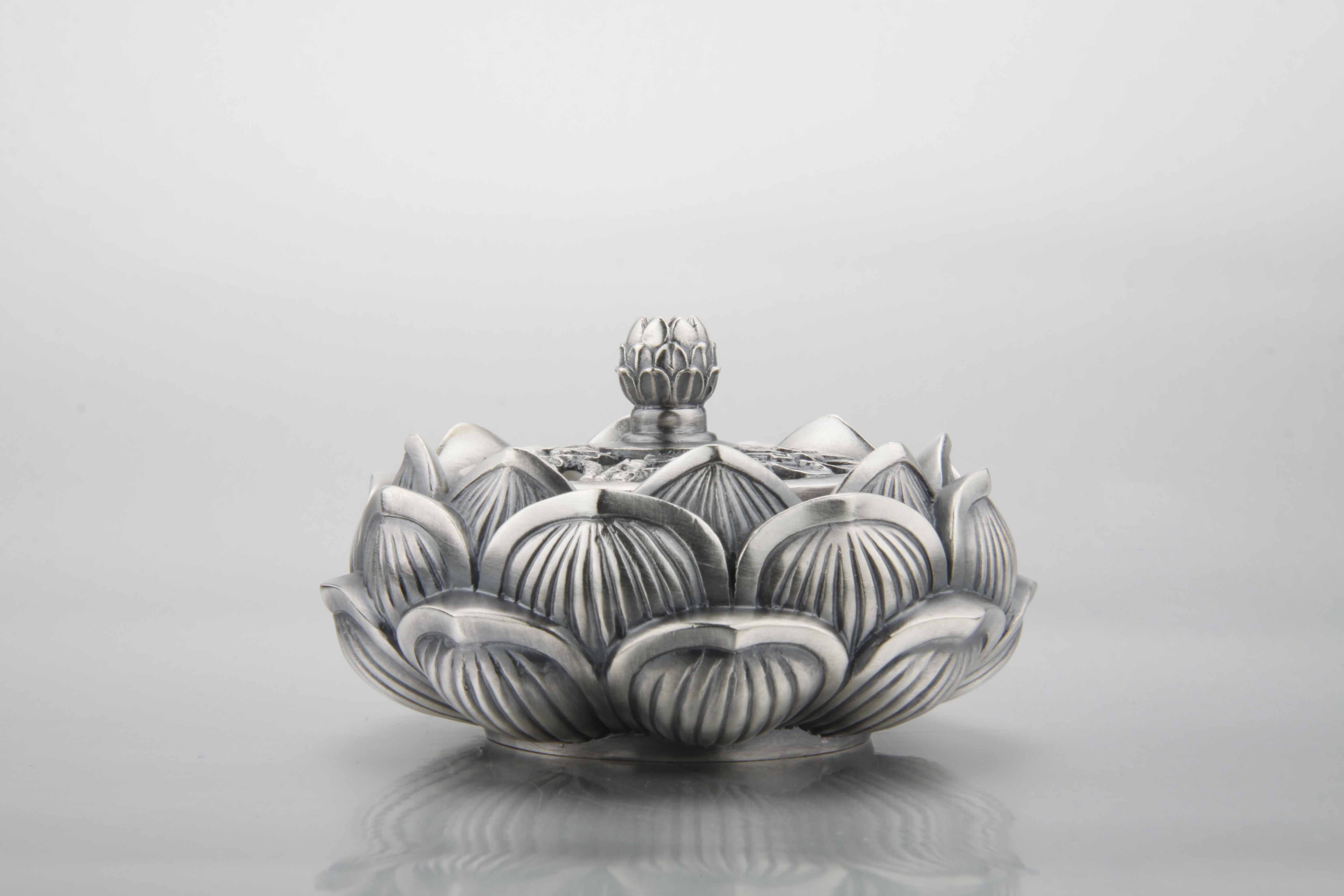 李金铭大师 非遗传承人 纯手工银器 银香炉 莲花仿古焚香炉