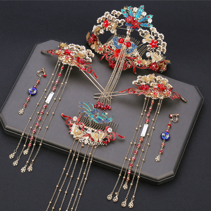 新款秀禾头饰凤冠霞帔中式新娘结婚古装发饰套装大气龙凤褂配饰品