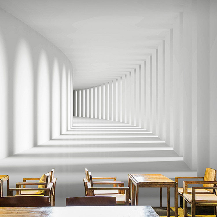 3d立体延伸空间墙纸健身房酒吧隧道背景墙壁纸卧室创意工业风墙布