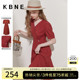 红色连衣裙女V领中长款裙子kbne2023夏季新款气质茶歇法式显瘦裙