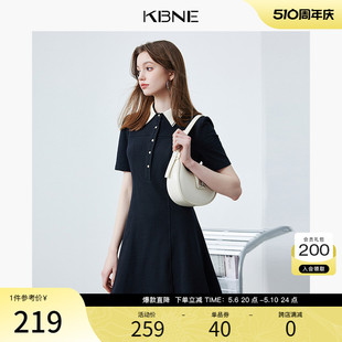 KBNE连衣裙女黑色学院风polo裙子2024夏季新款短袖小黑裙连身裙