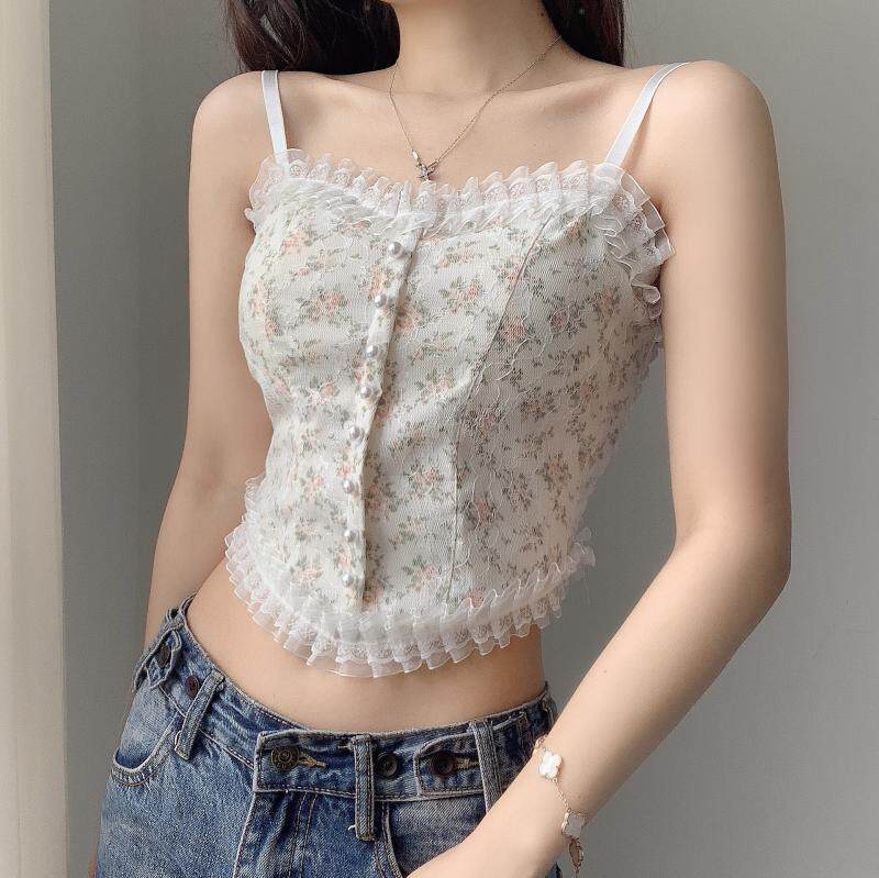 女士吊带背心纯白色