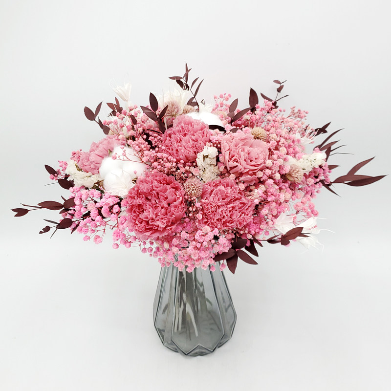 康乃馨永生花满天星干花花束母亲节生日礼物送长辈教师节家居摆设