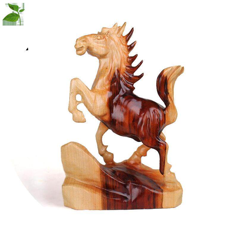 桃木马摆件木雕实木原木十二生肖马大号木马摆件