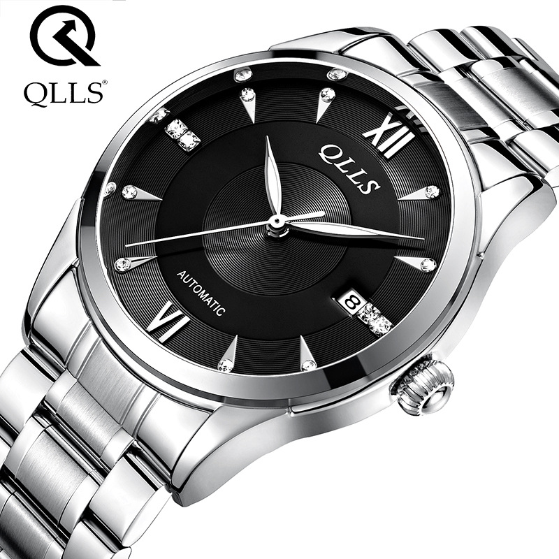 摩登奇洛时qlls手表男表机械表全自动镂空创意精钢男士工厂直销促