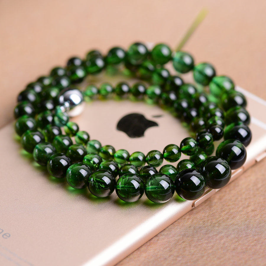 极品巴西老矿料纯天然碧玺项链 绿碧玺塔链 5-9.7mm 39.69g