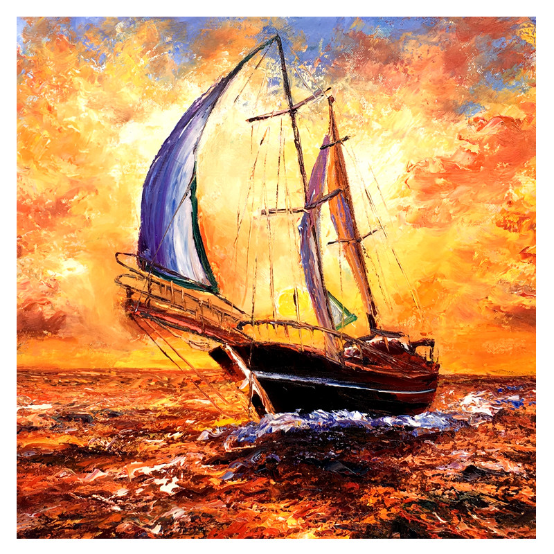 袁素艳《扬帆起航》原创布面油画 孤品精品 知名画家