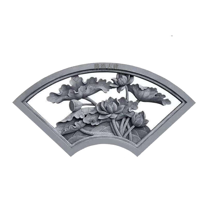 扇形镂空荷花仿古四合院围墙中式砖雕古建筑复古装饰院墙水泥窗花