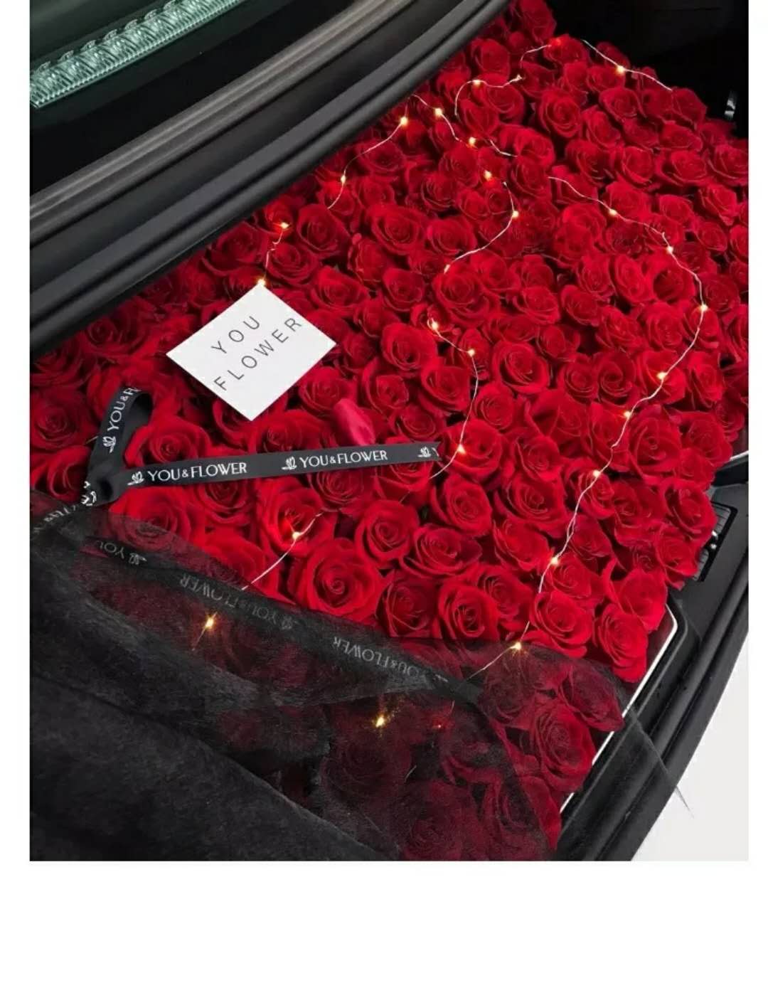 生日布置 浪漫 玫瑰花_汽车后备箱求婚表白玫瑰鲜花布置装饰生日纪念