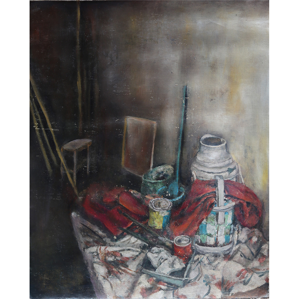 黄荣梅《画室一角》布面油画