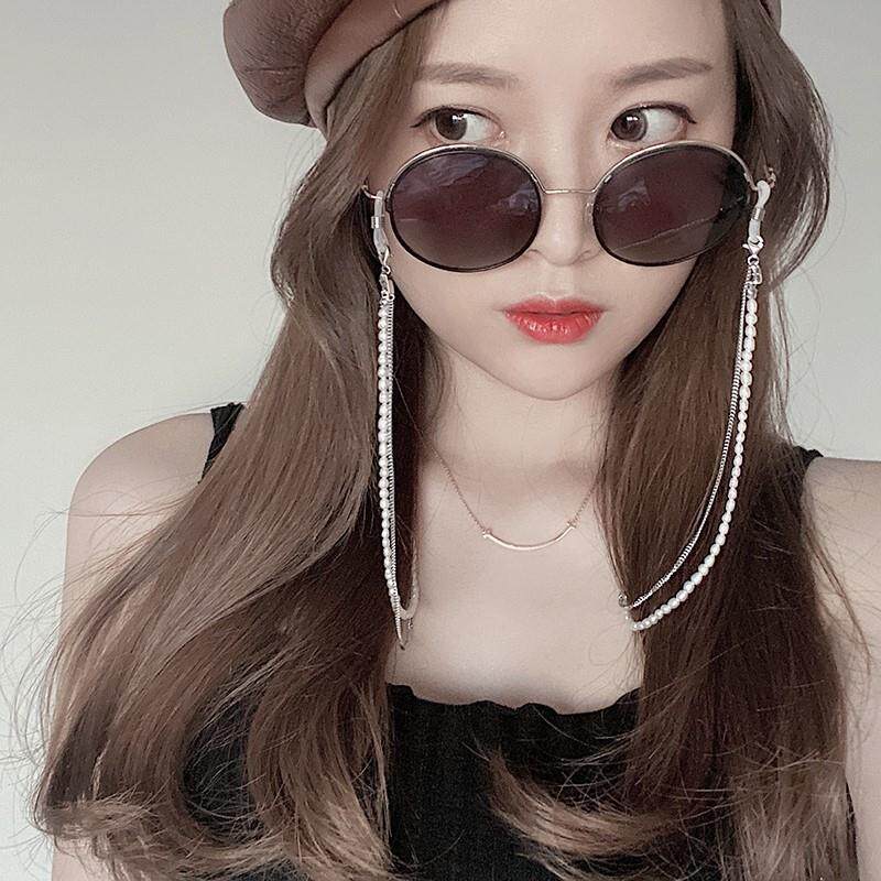 王子文同款眼镜链小香风天然珍珠女挂脖复古明星款眼睛链条时尚