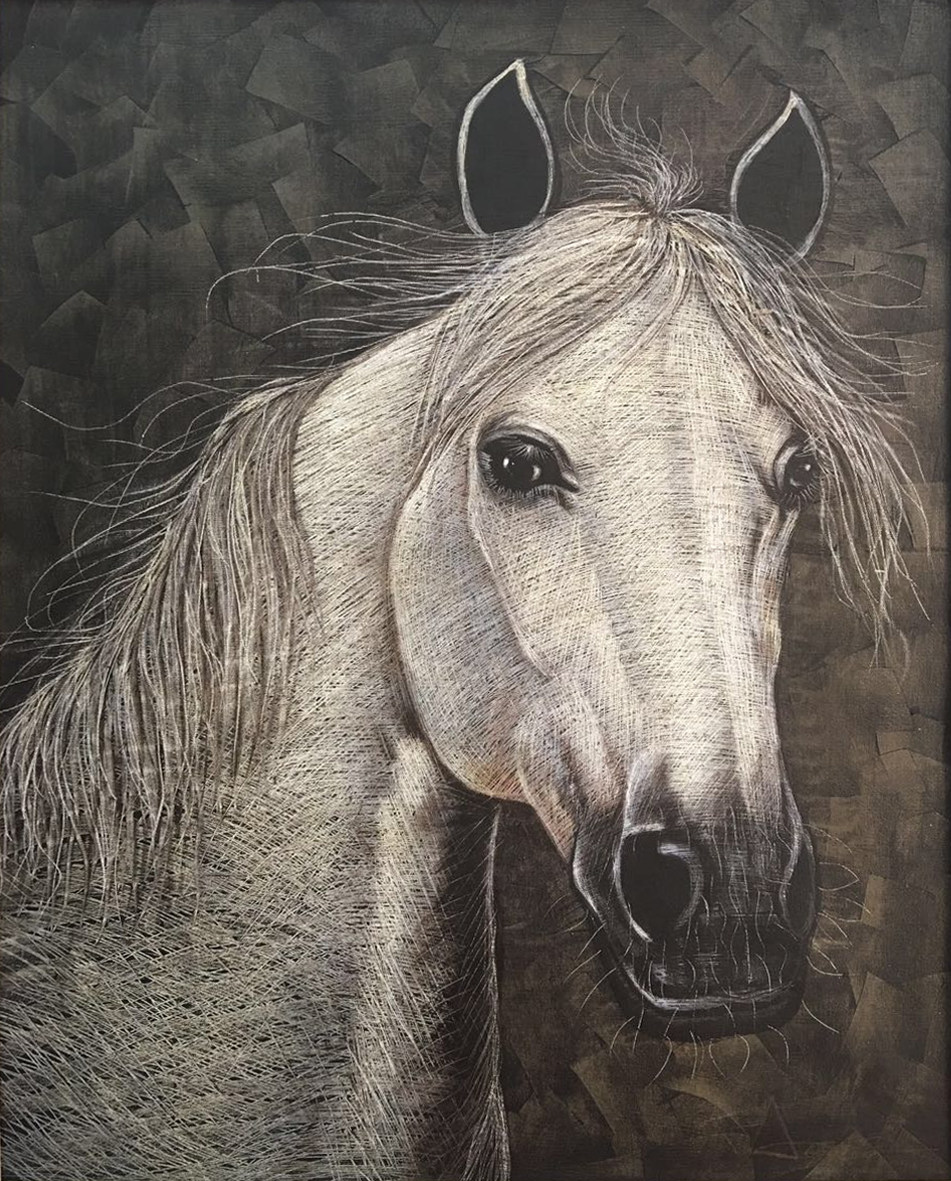 谢辉雄《白龙马》布面油画70*90cm