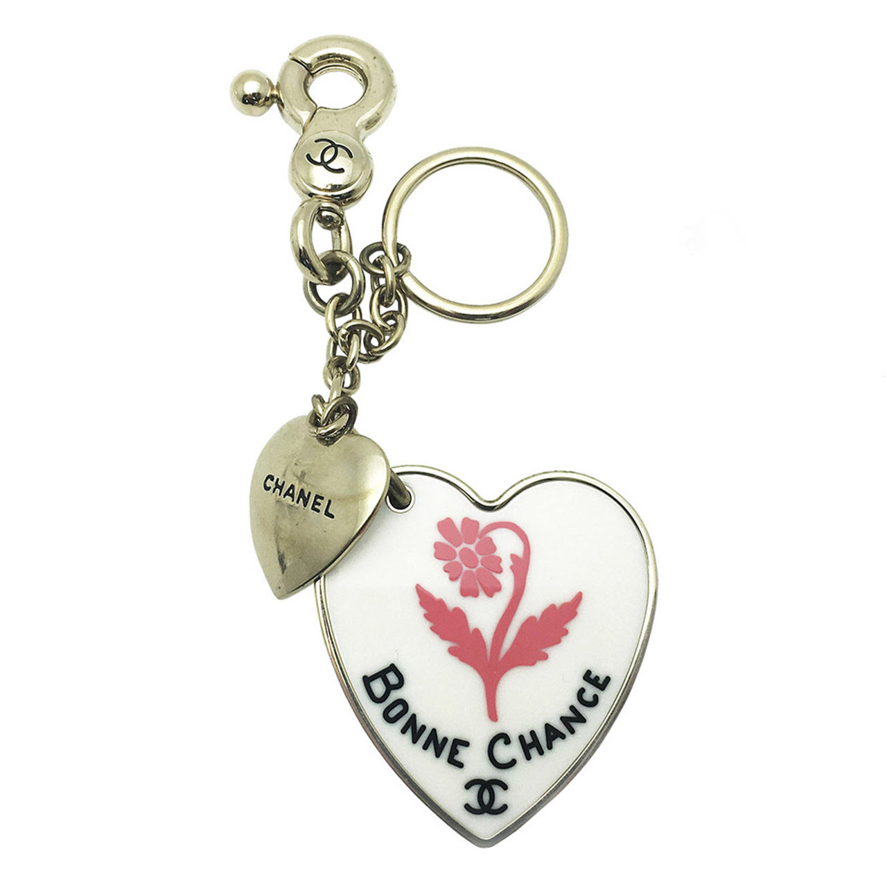 [9.0新]香奈儿chanel女士米白心型钥匙扣