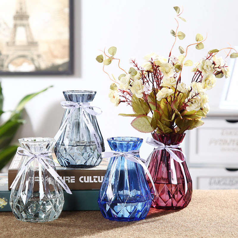 苏渠玻璃瓶花瓶水培风信子绿萝花瓶创意小清新摆件客厅仿真插花器