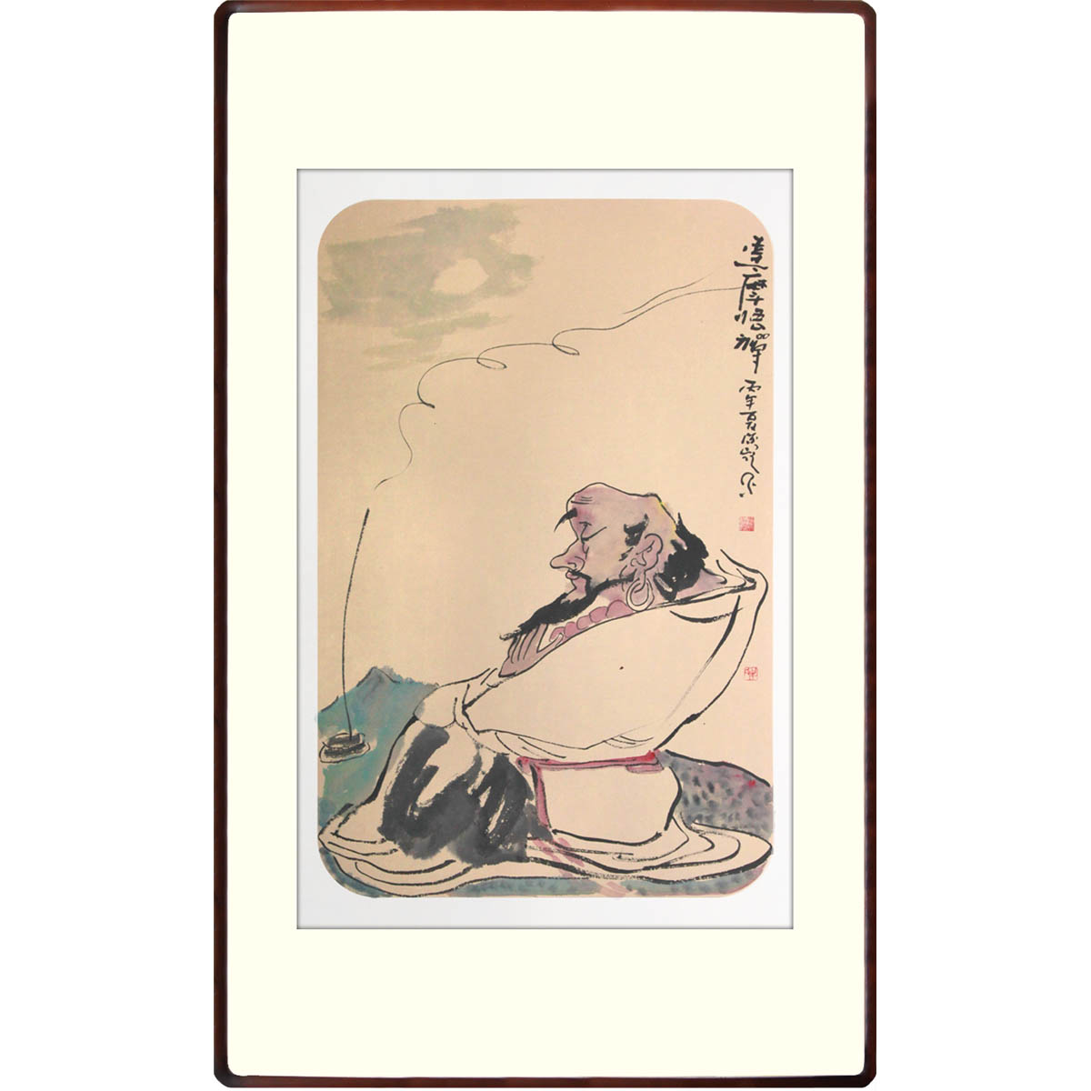 牟凌艳《达摩悟禅图》 水墨人物