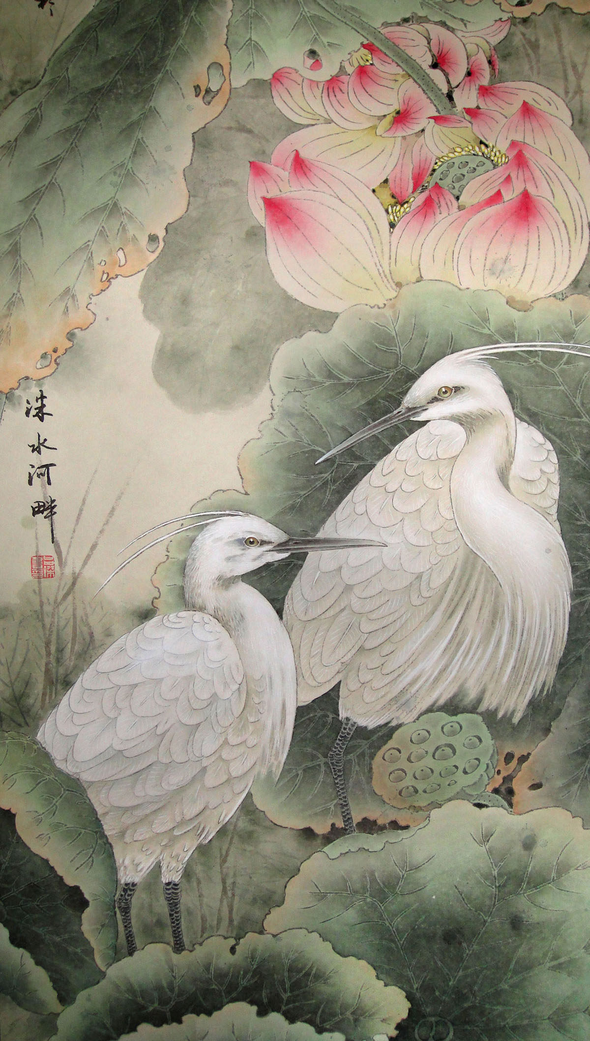 鲁迅美院 吕杰《花鸟四条屏》工笔花鸟