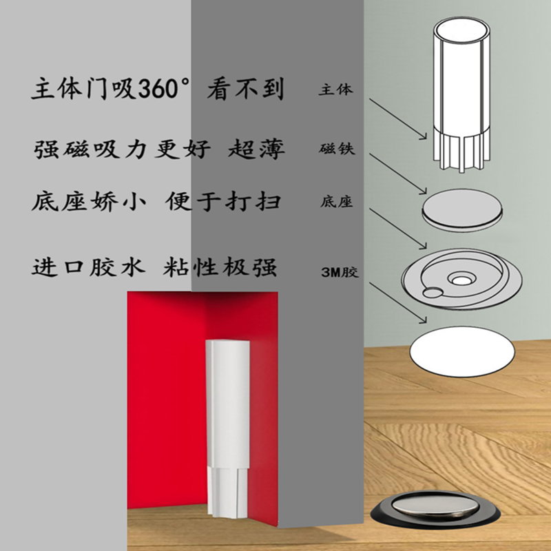 意大利进口超薄隐形门吸强磁地吸房门卫生间木门门档阻门碰防撞器