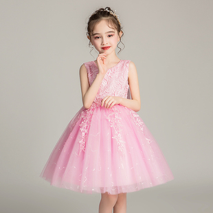 2021新款8韩版女小童10蕾丝7跳舞蓬蓬网纱裙6白色背心公主裙子5岁