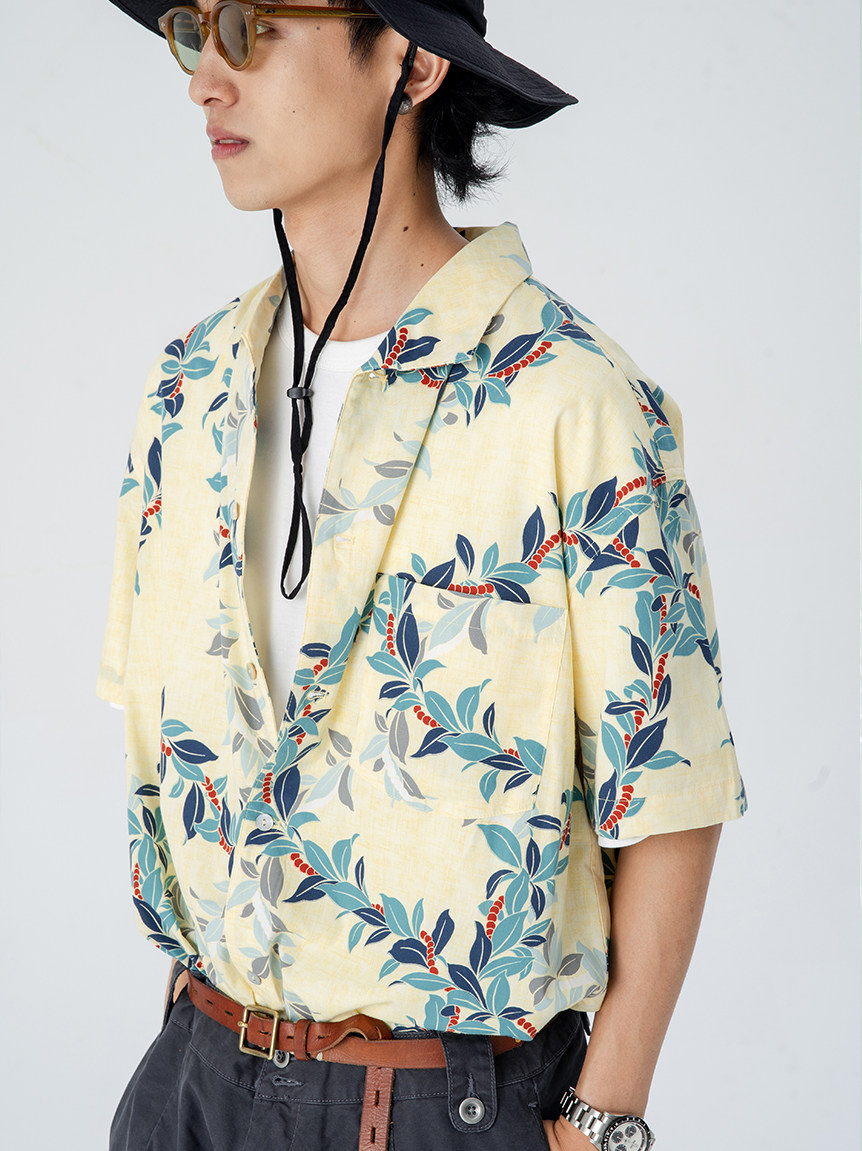 daikon21ssalohashirt复古花卉宽松休闲夏威夷衬衫日本面料