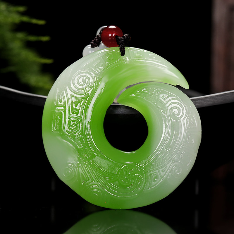 新疆和田玉总厂18的优惠券大全—新疆和田翡翠色时来运转玉坠仿古龙