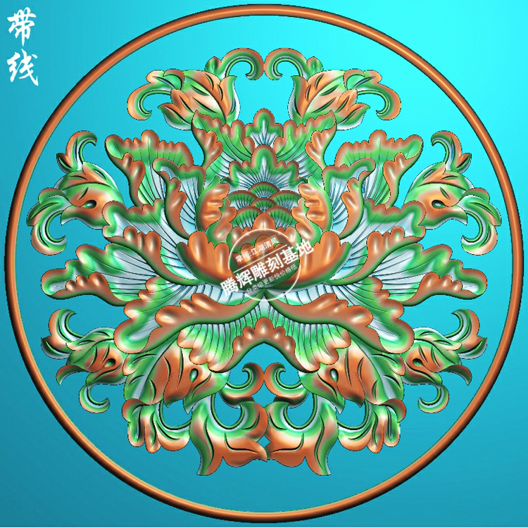 精雕图jdp灰度图bmp花草木雕浮雕挂屏hm143圆牡丹餐椅靠背带线