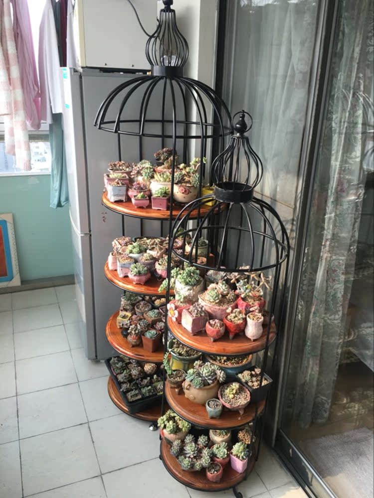 複古創意鐵藝圓形展示架鳥籠層架實木多層擱架客廳落地置物架書架在類目 住宅傢俱, 架類, 擱板/置物架中 - 來自Buy2taobao.com提供專業的淘寶代購服務