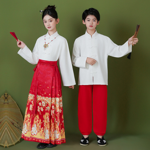 六一儿童演出汉服装小学生中国风马面裙朗诵合唱服女童马面裙套装