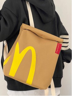 2024新款包包网红麦当劳大容量双肩包休闲背包汉堡纸袋包包学生